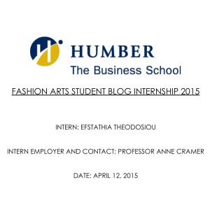 Reflection: Fashion Arts Student Blog Internship